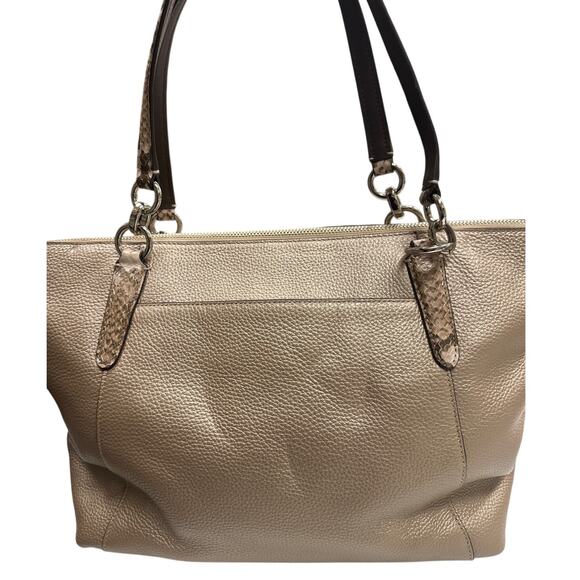 Coach Handbags - Coach Ava Tote F38878 Metallic Pebble Leather Snake Trim Zip Bag